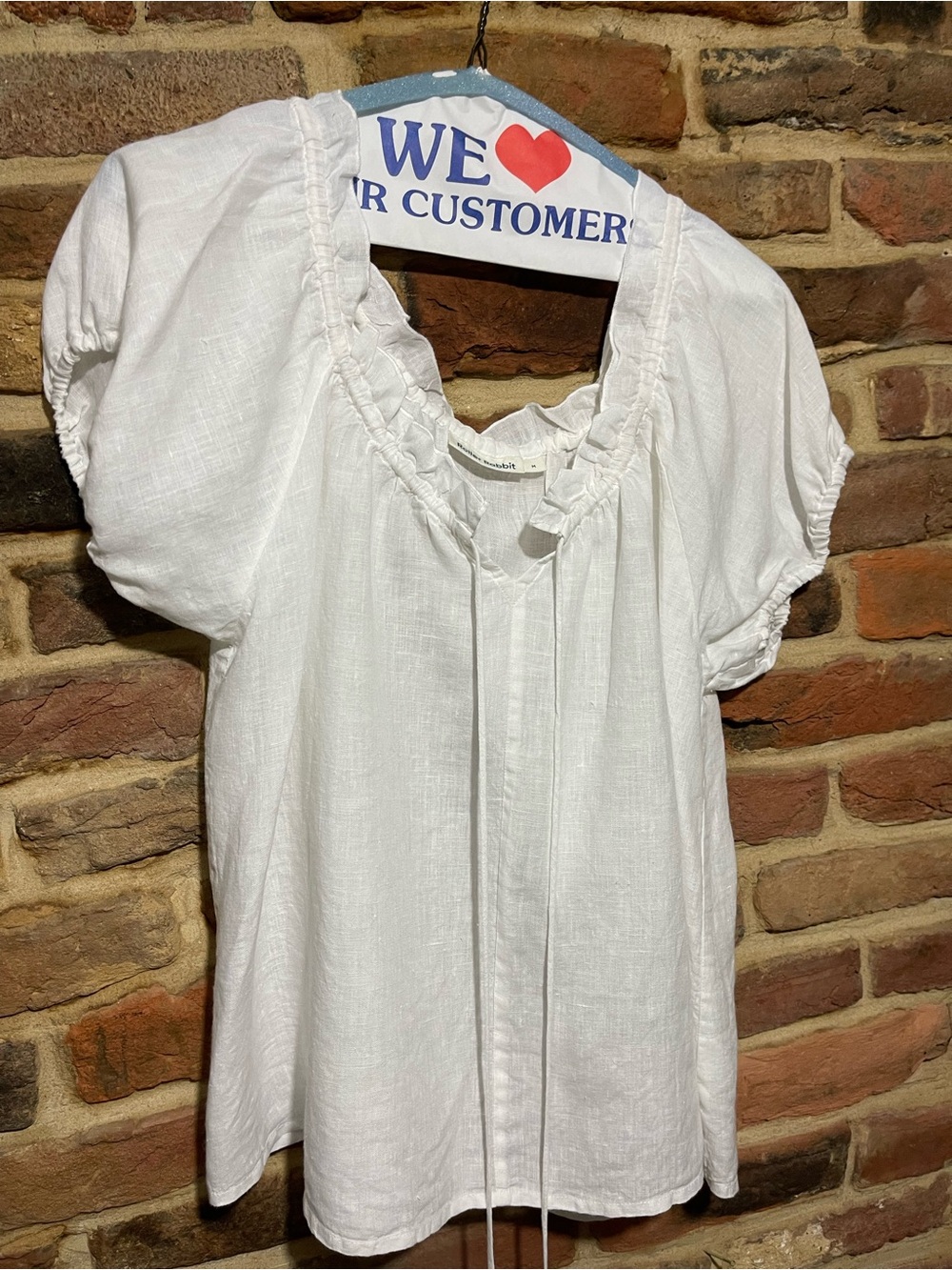 Roller Rabbit White Cotton Top With Drawstring Recently Dry Cleaned Size M